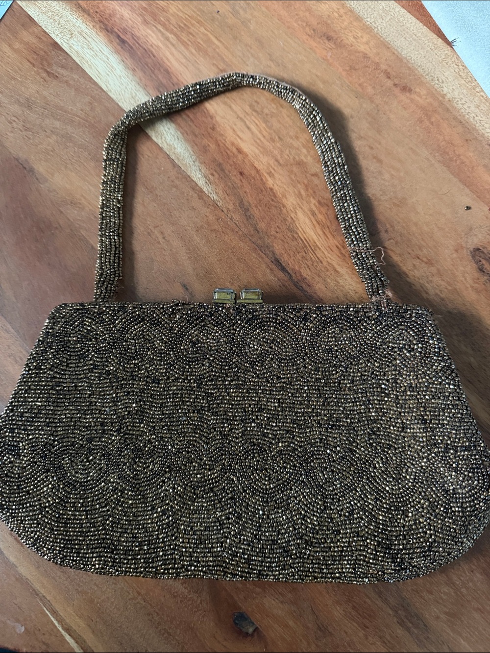 Vintage Beaded Evening Handbag in Bronze